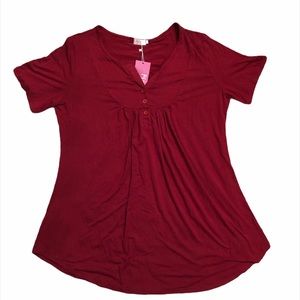 Halife Burgundy Comfort Basic Tee shirt NWT